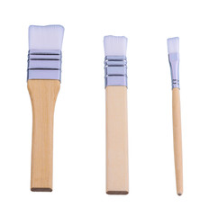 Group of Various sizes Water paint brush, wooden handle isolated on white background