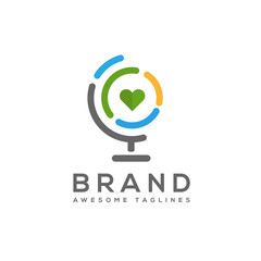 Heart of globe icon. Simple illustration of heart of globe icon for web design