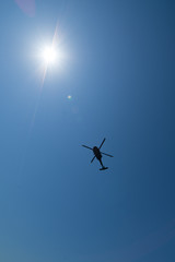 Helicopter for transportation background of clear sky 