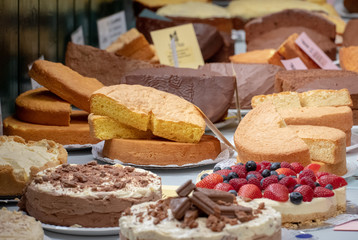 home made cakes on display at a country show