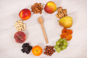 Fresh nutritious food as source natural minerals, vitamins and dietary fiber, healthy nutrition concept