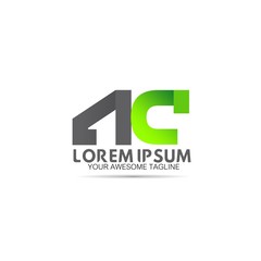 letter A C initial green grey linked for company vector 