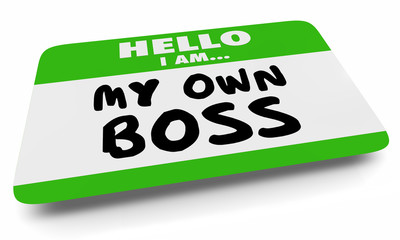 My Own Boss Self Employed Entrepreneur Name Tag Sticker 3d Illustration