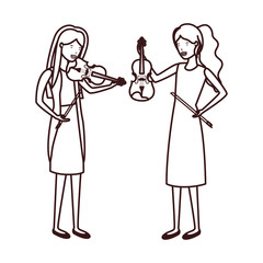 women with musical instruments character