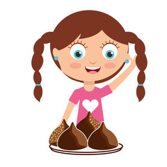 cute girl with chocolate candies