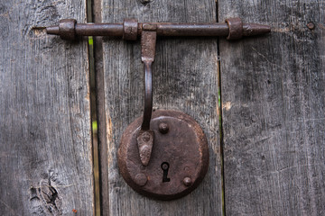 Antique latch of old door