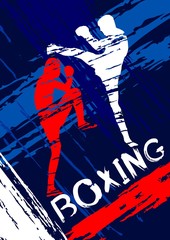 Vector illustration boxing, sport background in grunge style for banner, poster, invitation, booklet, flyer, postcard.	