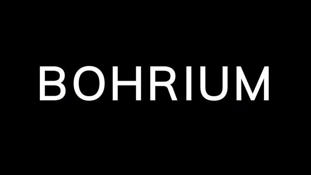 From the Glitch effect arises Element of periodic table BOHRIUM. Then the TV turns off. Alpha channel Premultiplied - Matted with color black