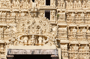 Fragment of the tower of Shri Padmanabhaswamy temple, Trivandrum, Kerala, India