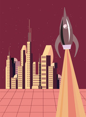 rocket colony futuristic space