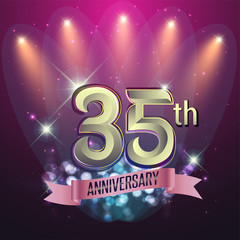 35th Anniversary, Party poster, banner and invitation - background glowing element. Vector Illustration