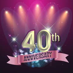40th Anniversary, Party poster, banner and invitation - background glowing element. Vector Illustration