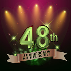 48th Anniversary, Party poster, banner and invitation - background glowing element. Vector Illustration