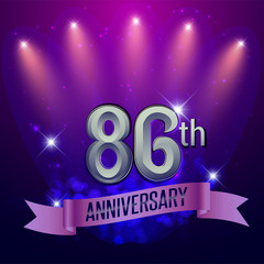 86th Anniversary, Party poster, banner and invitation - background glowing element. Vector Illustration