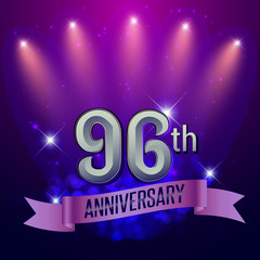 96th Anniversary, Party poster, banner and invitation - background glowing element. Vector Illustration