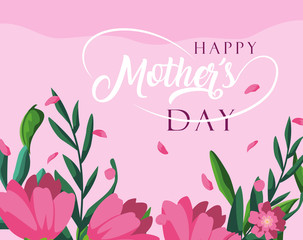 happy mother day card with flowers decoration