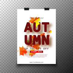autumn sale poster with leaves
