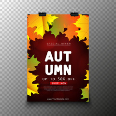 autumn sale poster with leaves