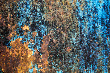 Rust background on blue steel plate for graphic design