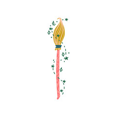 Magic Witch Broom, Witchcraft Attribute Vector Illustration