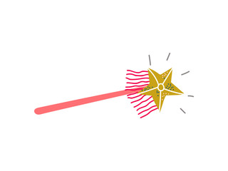 Magic Wand, Witchcraft Attribute Vector Illustration on White Background