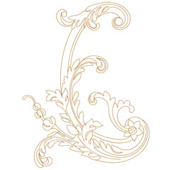 Golden vintage baroque ornament, corner. Retro pattern antique style acanthus.