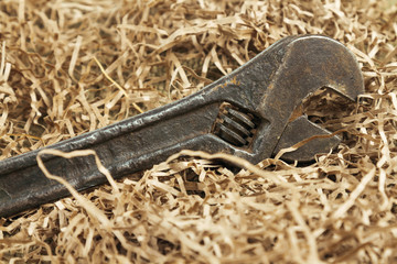 Adjustable wrench close up