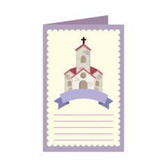 postcard with church facade building