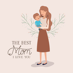 mothers day card with mother and son leafs crown