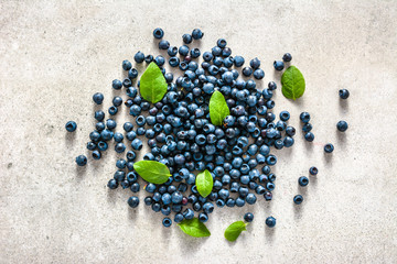 Fresh bilberry or freshly harvested blueberry on white background