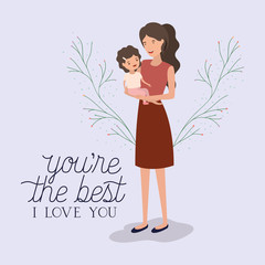 mothers day card with mother and daughter leafs crown