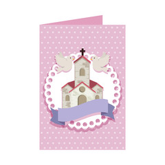 postcard with church facade building