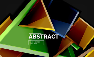 Obraz premium Glossy mosaic style geometric shapes - squares and triangles on black