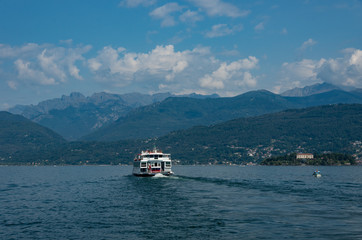 Ferry boat at lake Maggiore in Piedmont, Italy