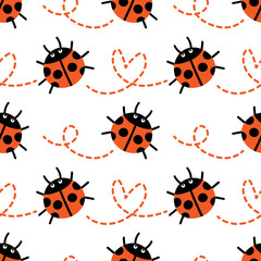 Ladybug seamless pattern.