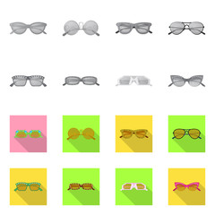Vector design of glasses and sunglasses icon. Set of glasses and accessory stock vector illustration.
