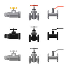 Vector design of pipe and tube sign. Collection of pipe and pipeline stock symbol for web.