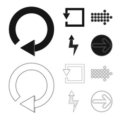 Vector design of element and arrow symbol. Collection of element and direction stock symbol for web.
