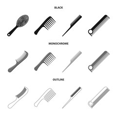 Vector design of brush and hair symbol. Set of brush and hairbrush vector icon for stock.