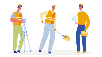 Fototapeta premium Workers in Uniform Flat Vector Illustrations Set
