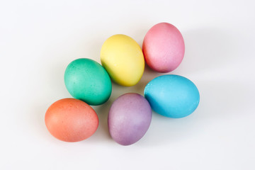 Fototapeta na wymiar Colored easter eggs on white background
