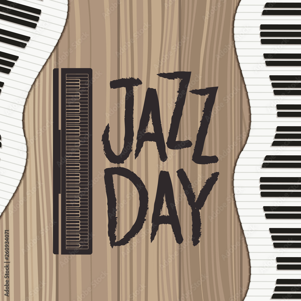 Wall mural jazz day poster with piano keyboard