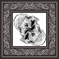 bandana skull black white