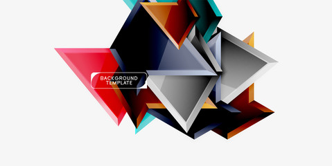 Bright colorful triangular poly 3d composition,abstract geometric background, minimal design, polygonal futuristic poster