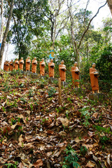 Row of orange Buddha statue, Sambok Pagoda