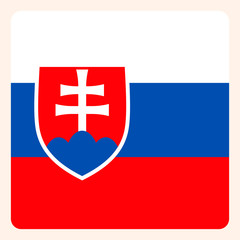 Fototapeta premium Slovakia square flag button, social media communication sign, business icon.