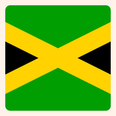 Jamaica square flag button, social media communication sign, business icon.