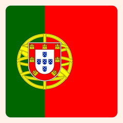 Portugal square flag button, social media communication sign, business icon.