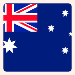 Australia square flag button, social media communication sign, business icon.