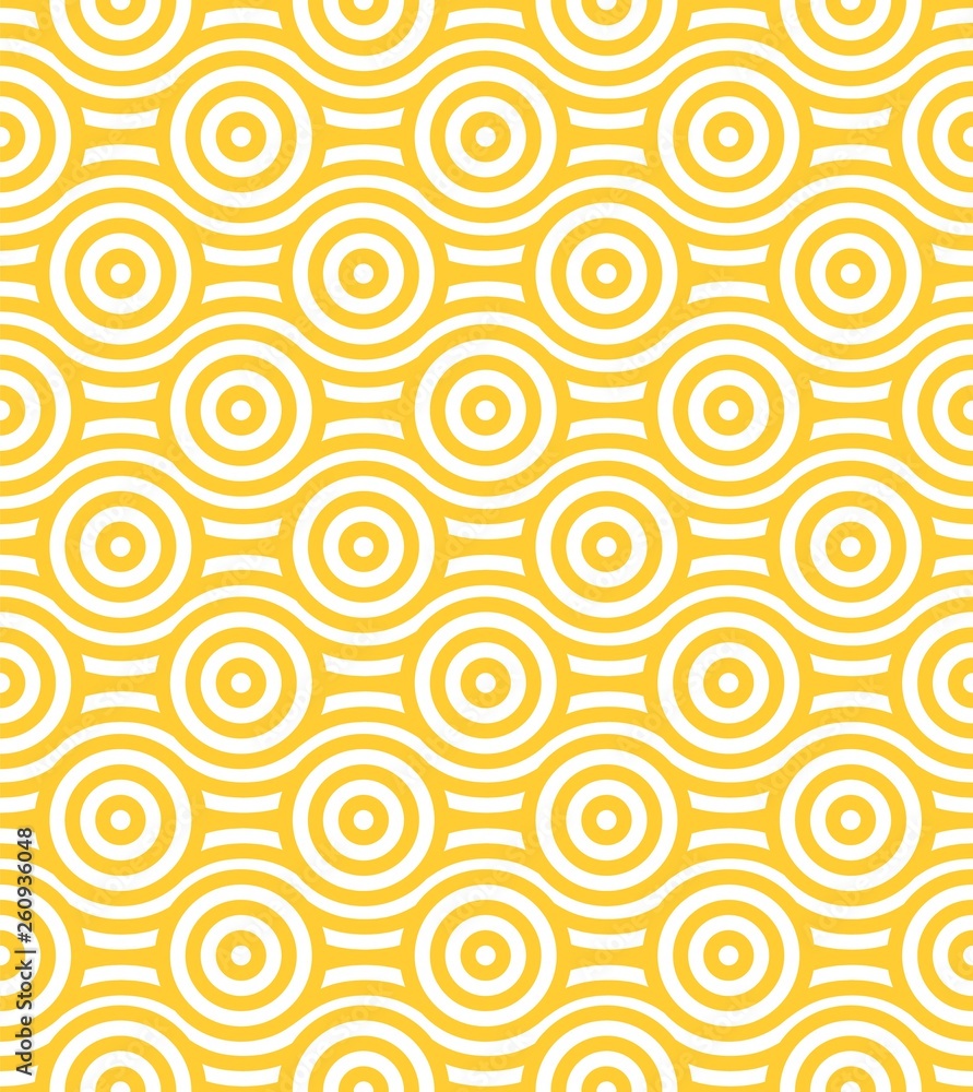 Poster Vector Seamless Pattern with Circles. Yellow Geometric Background. Modern Minimalistic Texture